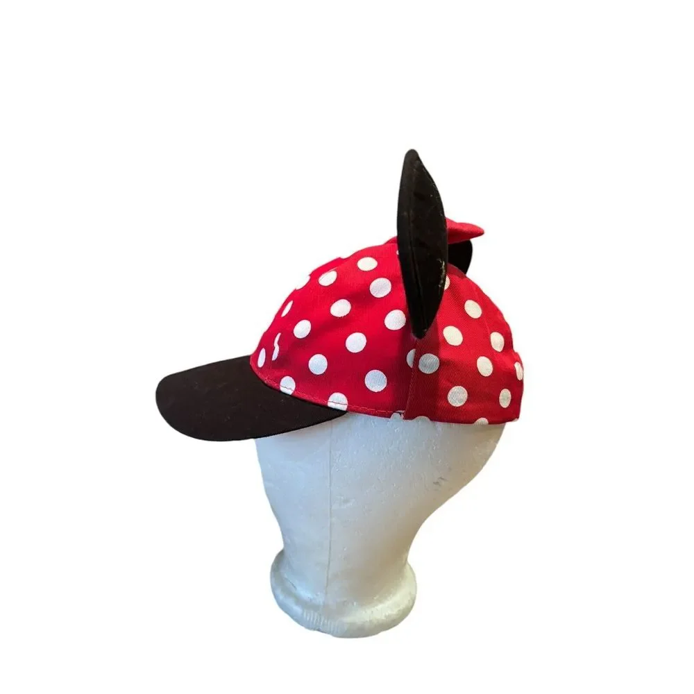 Disney Parks Disney World Minnie Mouse Red Polka Dot Hat Bow Ears Cap Youth Kids